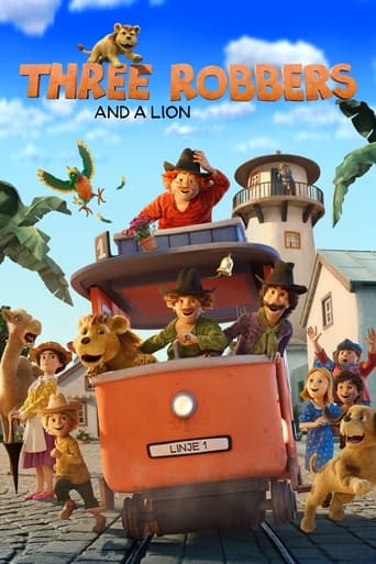 Three Robbers and a Lion Poster of Three Robbers and a Lion
