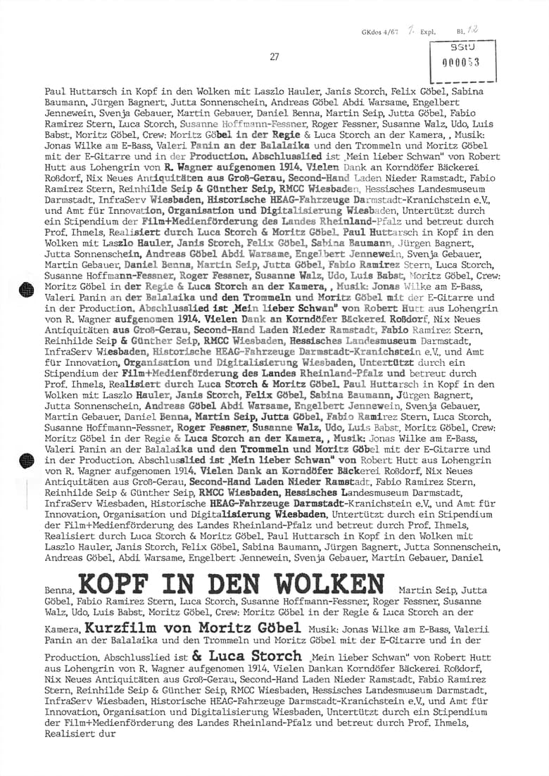 Poster of Kopf in den Wolken