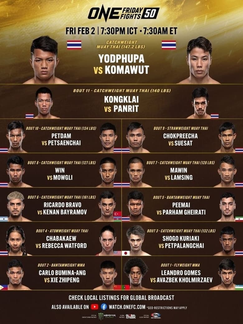 Poster of ONE Friday Fights 50: Yodphupa vs. Komawut