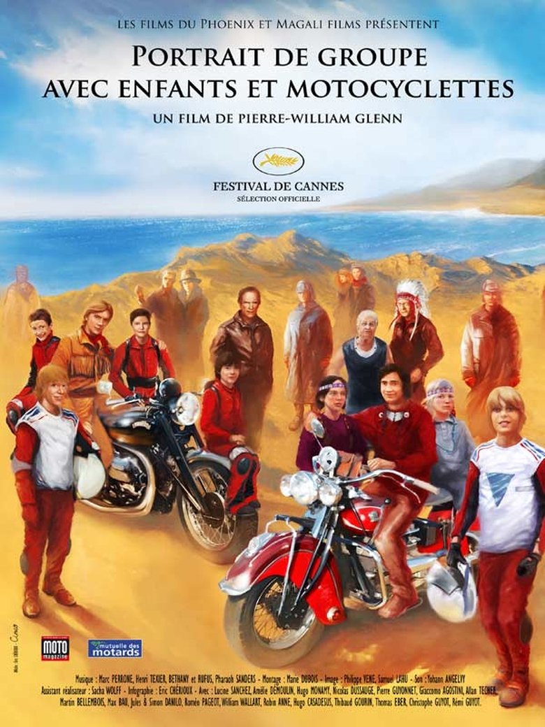 Poster of Portrait de groupe avec enfants et motocyclettes