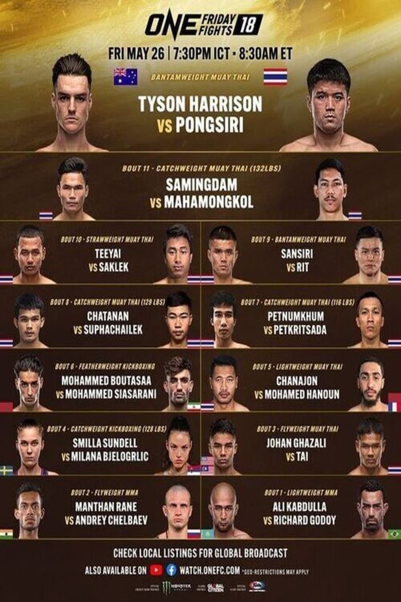 Poster of ONE Friday Fights 18: Harrison vs. Pongsiri